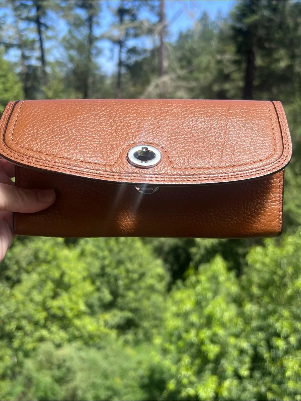 VINTAGE COACH Brown Pebble Leather Wallet w Silver Hardware Turn-lock AUTHENTIC - Picture 8 of 15